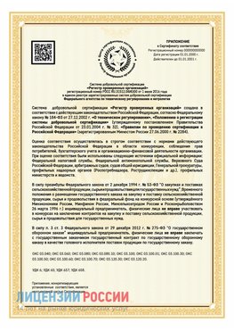 Приложение к сертификату для ИП Владикавказ Сертификат СТО 03.080.02033720.1-2020